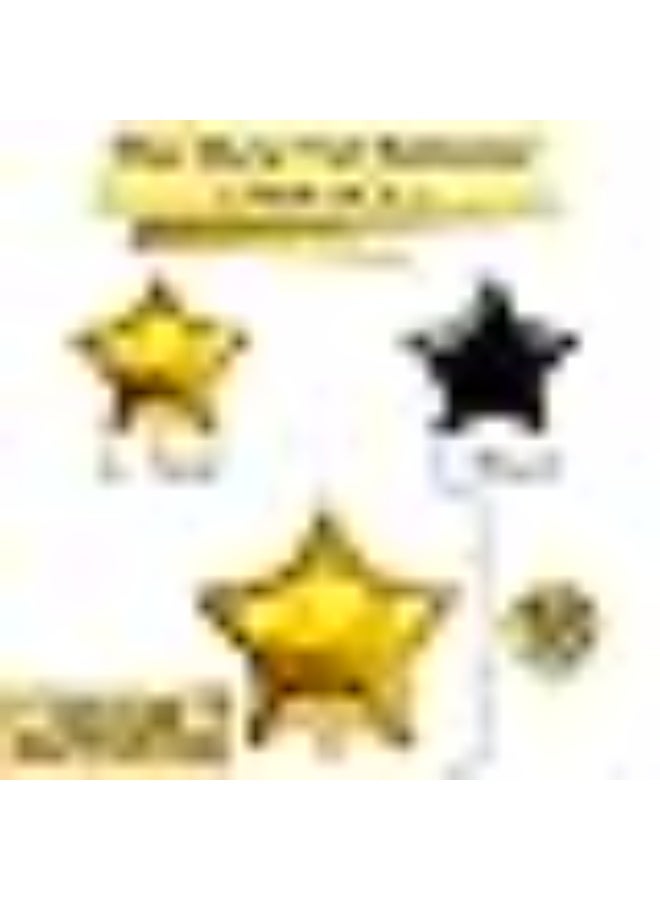 Gold and Black Birthday Decorations Set - Happy Birthday Banner, Foil Fringe and Mylar Star Balloons for Party - Image 3